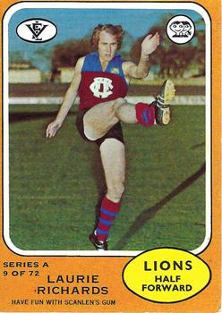 1973 Scanlens VFL #9 Laurie Richards Front
